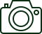A green pixel art camera with the image of a person 's face.